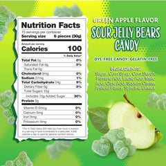 Sunny Island Sour Bears Green Apple close-up highlighting tangy chew for desserts