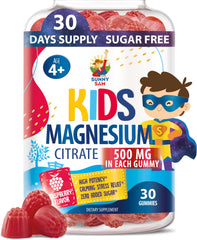 Sunny Sam Sugar-Free Magnesium Gummies bottle for kids promotes calm daytime behavior.