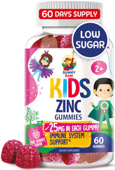 Sunny Sam Zinc Gummies for Kids bottle with berry flavor and kid-friendly packaging.