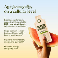 Sunny Within NAD Longevity liquid dosage pouch for easy daily use