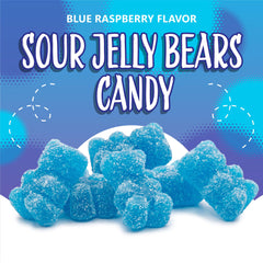 Gelatin-free Sunny Island gummies in vibrant blue for a chew-friendly snack option.