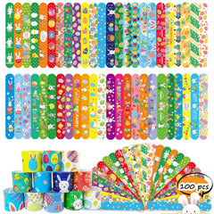 SUNPROUND Easter Slap Bracelets 100pc pack for Easter gifts and play