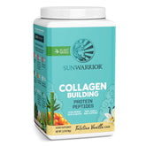 Sunwarrior Collagen Building Powder vanilla bottle supports a vegan beauty routine.