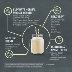 Sunwarrior digestive enzymes and probiotics blend label, supports gut-friendly plant nutrition.