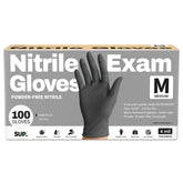 SUP powder-free nitrile gloves in black box for quick access in clinics and kitchens