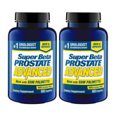 Super Beta Prostate Advanced bottle label highlights key ingredients for urinary support.