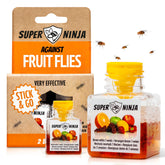 Super Ninja fruit fly trap on an indoor kitchen counter captures flies quickly