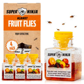 Super Ninja indoor 4-pack fruit fly traps on shelf showing practical, mess-free protection