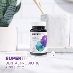SuperTeeth kid-friendly mint tablet demonstrates family-friendly dental care.