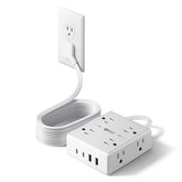 SuperDANNY 10ft flat-plug extension cord keeps cords tidy.