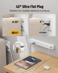 SUPERDANNY 45-degree right-angle plug saves space behind furniture