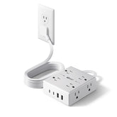 SUPERDANNY flat plug surge protector with eight outlets for clutter-free power