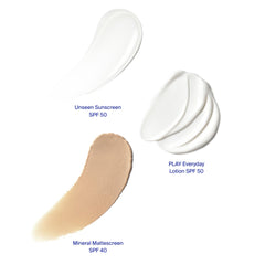 Supergoop Mineral Mattescreen tube showing matte tint and pore-blurring effect.