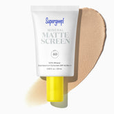 Supergoop Mineral Mattescreen bottle showing matte texture and SPF 40 protection.