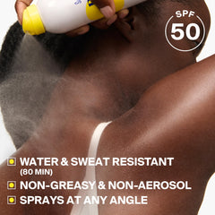 Supergoop PLAY Antioxidant Body Mist texture close-up showing quick absorption