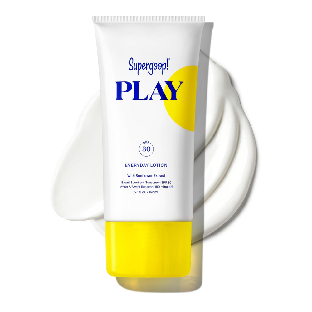Supergoop! PLAY Everyday SPF 30 lotion packaging with pump for easy, mess-free use.