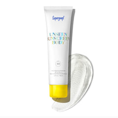 Supergoop Unseen Sunscreen Body SPF 40 bottle with clear gel texture for invisible coverage