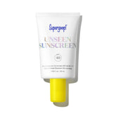 Supergoop Unseen Sunscreen clear bottle showing weightless, invisible protection.