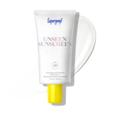 Supergoop Unseen Sunscreen bottle shows a clear finish with no tint.
