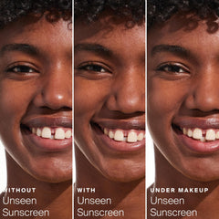 Supergoop Unseen Sunscreen beard-friendly texture with a clear finish under facial hair.