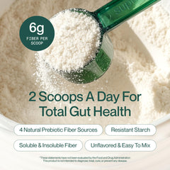 Powder blended into a smoothie with tropical flavor from Supergut