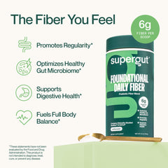 Supergut Foundational Daily Fiber Powder scoop illustrating easy portion control.
