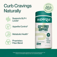 Supergut GLP1 Daily Support pour into glass showing powder dissolving for easy mixing