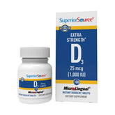 Superior Source Vitamin D3 1000 IU bottle on a clean surface for daily use.