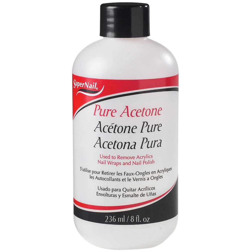 SuperNail Pure Acetone remover bottle closeup for fast removal of gel and acrylic