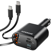 SUPERONE retractable car charger with 180-degree rotation for flexible mounting