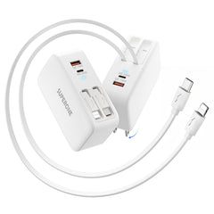 SUPERONE retractable charger with dual cables reduces clutter on a desk or nightstand