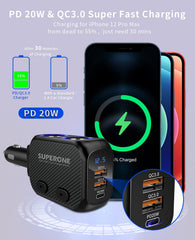 SUPERONE two-socket adapter compact design fits neatly in the vehicle.