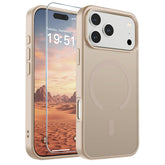 SUPFINE Desert Gold Magnetic iPhone 17 Pro Max back view with matte grip and scratch resistance.