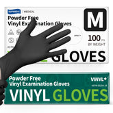 Supmedic black gloves 4mil box, easy top-load dispensing.