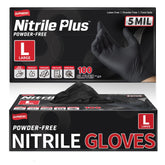 Supmedic black nitrile exam gloves with 5 mil thickness, boxed, ready for everyday tasks.