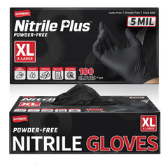 Supmedic black nitrile glove box 100pcs for easy inventory and quick access