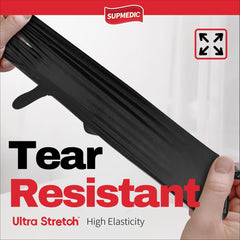 Supmedic black glove smooth finish enhances grip and control