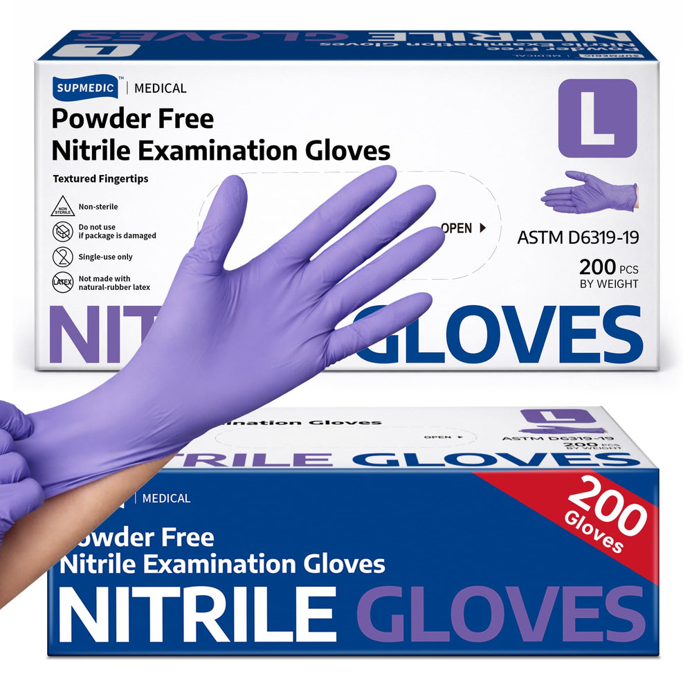 Supmedic Medical Soft Max nitrile gloves front of box for quick access and protection