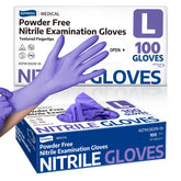 Supmedic nitrile exam gloves in violet-blue box provide a strong barrier.