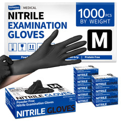 Supmedic nitrile gloves with black packaging show bulk box for restocking
