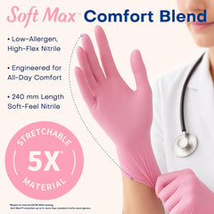 Ambidextrous Supmedic gloves in rose quartz color for versatile use