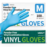 Supmedic vinyl gloves box front in blue, 100 pcs for medical or kitchen use