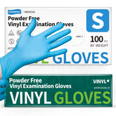 Supmedic vinyl gloves blue closeup shows smooth texture for precise tasks
