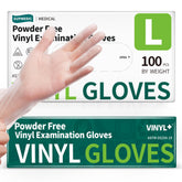 Supmedic vinyl disposable exam gloves in clear 4 mil for precise tactile feedback.