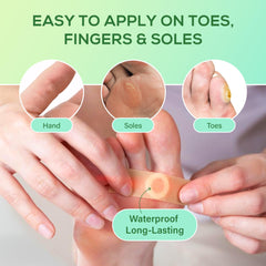 SupreH corn removers bandage on toe demonstrating secure adhesion