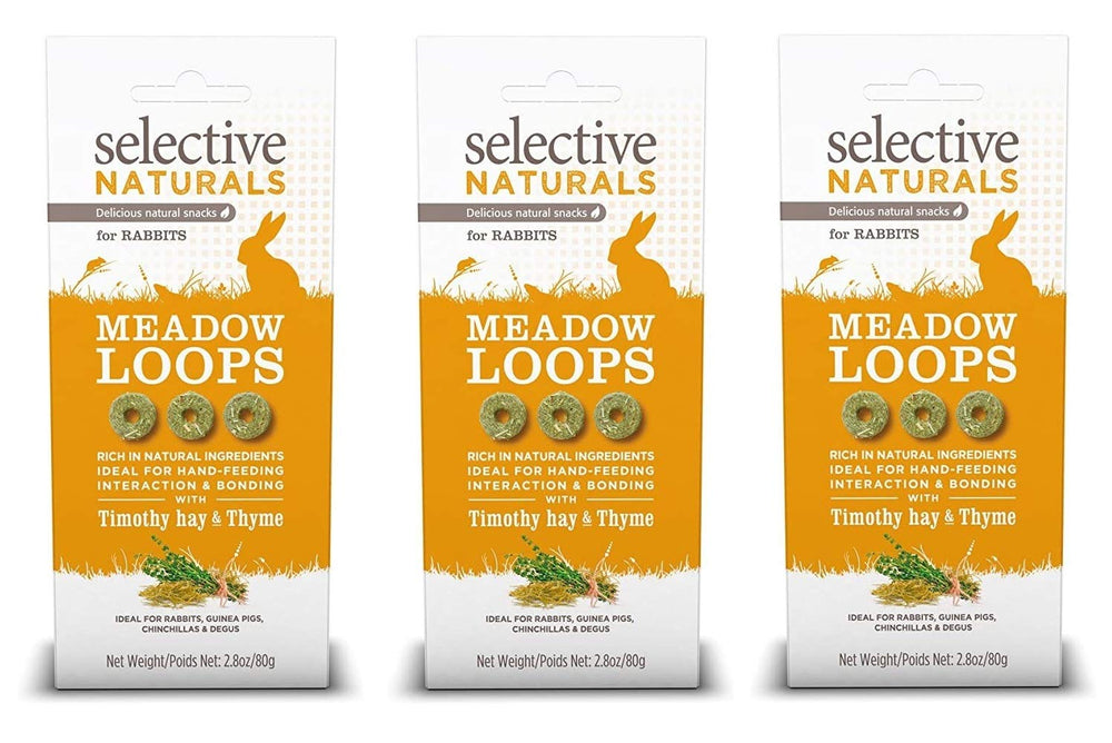 Supreme Selective Naturals Meadow Loops - boîte trio, récompense saine pour lapins et cobayes.