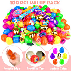 SURCVIO prefilled easter eggs set, colorful eggs with toys inside for party favors.