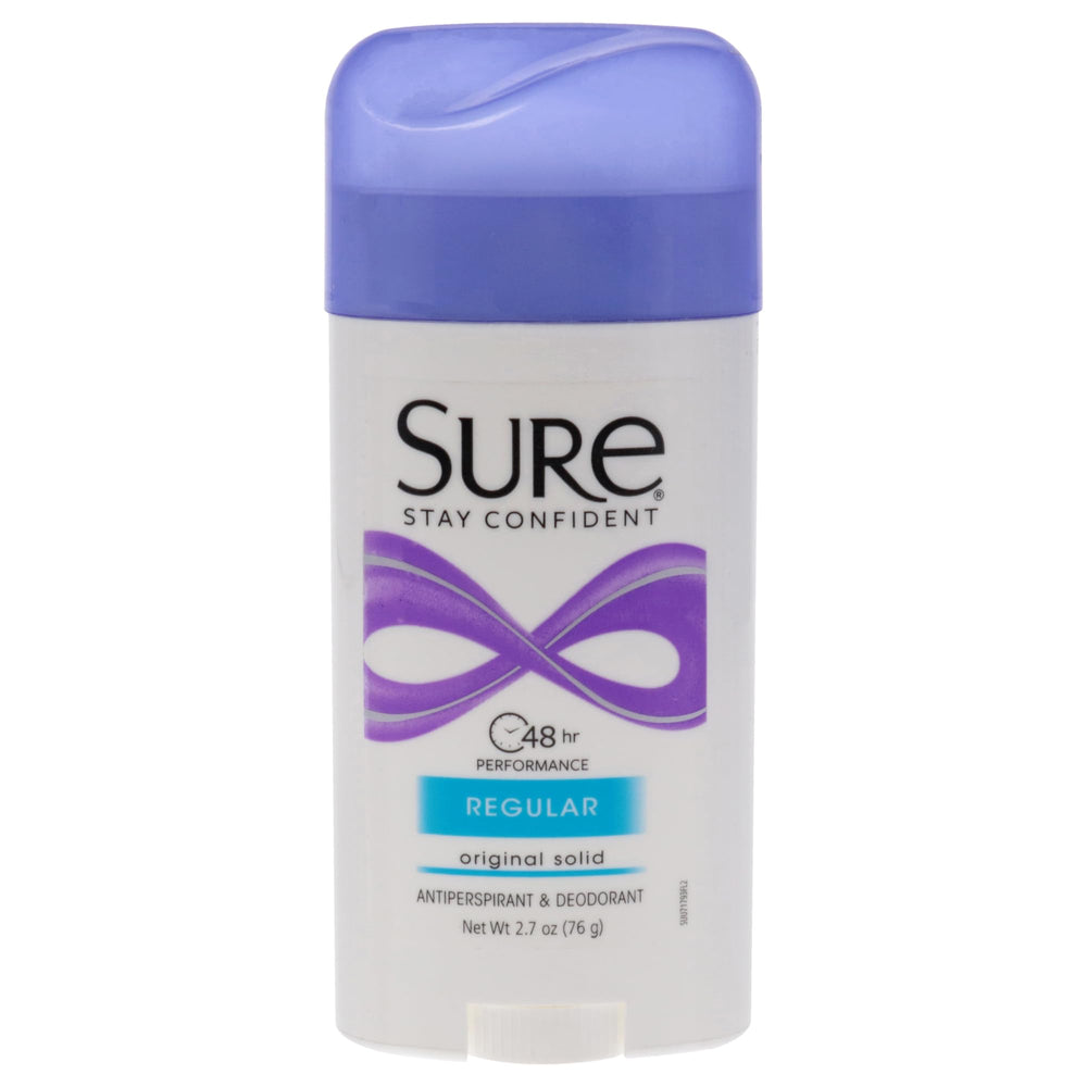 Sure Reg Solid deodorant bottle front view with all-day protection