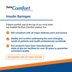 SureComfort U-100 syringes with 31G x 5/16 in needle for precise dosing.