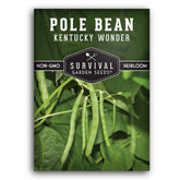 SURVIVAL GARDEN SEEDS Kentucky Wonder seed packet with planting instructions for easy home gardening